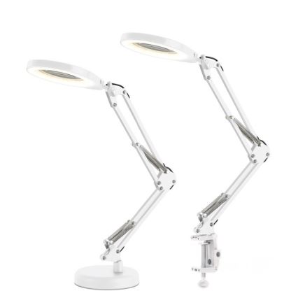 LED Dimmable desk lamp with magnifier 2-in-1 AURIQ LOUPE LED/10W/5V 3000/4000/6500K White