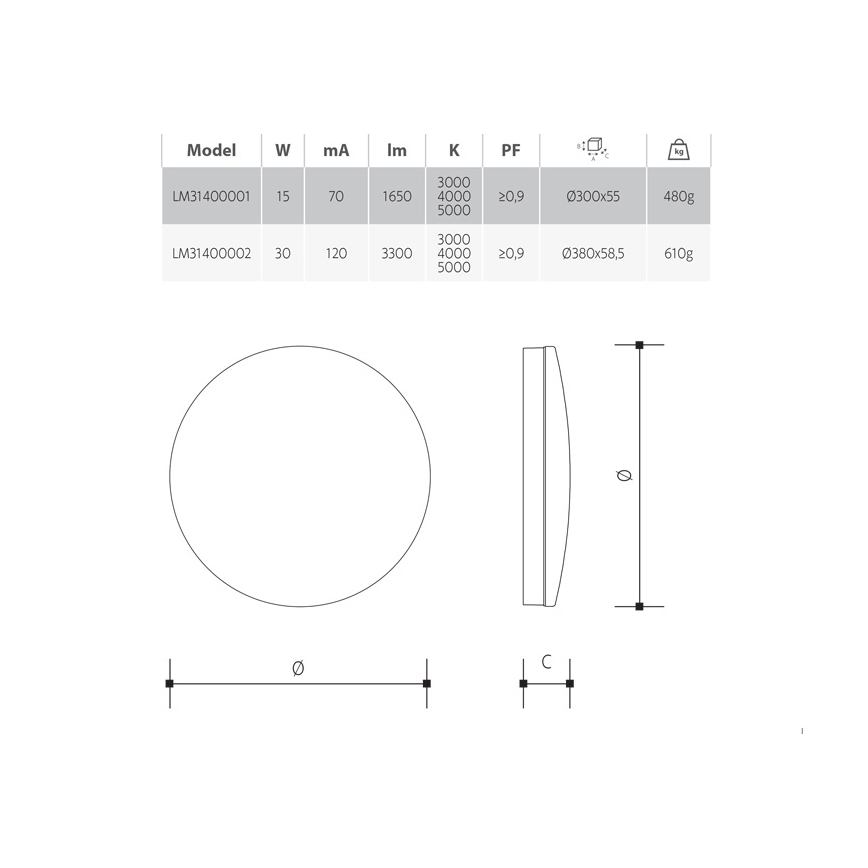Dimmable LED Bathroom Ceiling Light LED/30W/230V 3000/4000/5000K Ø 38 cm IP54