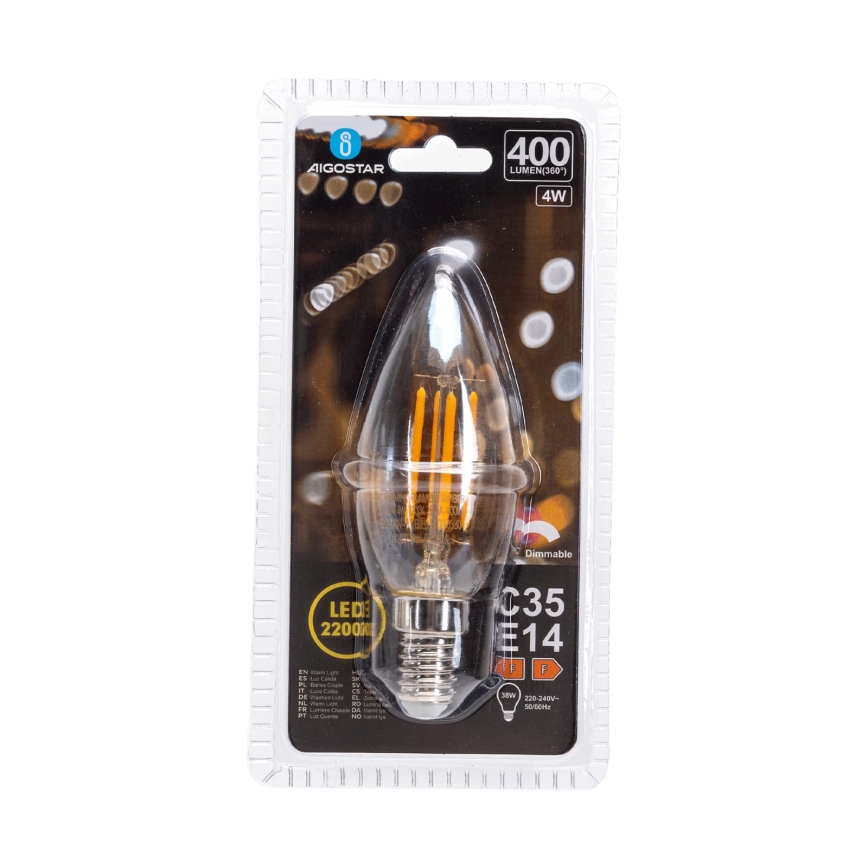 Dimmable LED Bulb FILAMENT C35 E14/4W/230V 2200K - Aigostar