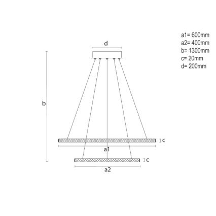 Dimmable LED cable pendant LED/150W/230V 3000-6500K + remote control