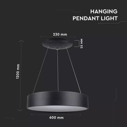Dimmable LED Cable Pendant Light, 30W, 230V