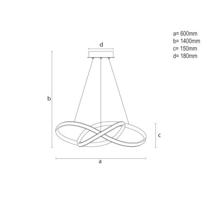 LED Dimmable Cable-Suspended Chandelier LED/85W/230V 3000-6500K Ø60 cm + Remote Control