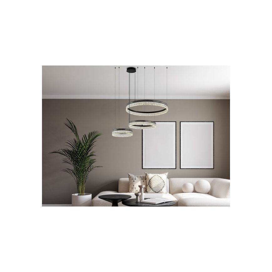 LED Dimmable Crystal Chandelier on Cable THALIA LED/120W/230V 3000-6000K + Remote Control