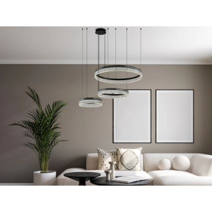 LED Dimmable Crystal Chandelier on Cable THALIA LED/120W/230V 3000-6000K + Remote Control