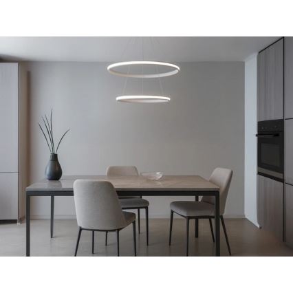 Dimmable LED pendant light on cable, 90W/230V, 3000–6500K, Ø 60 cm + remote control