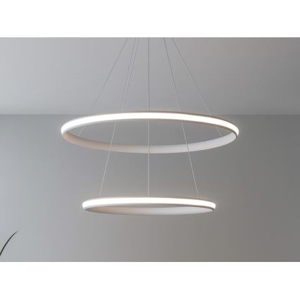 Dimmable LED pendant light on cable, 90W/230V, 3000–6500K, Ø 60 cm + remote control