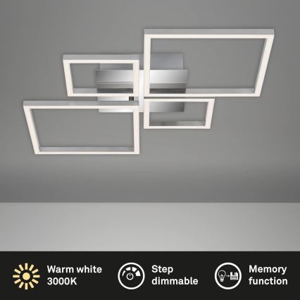 Dimmable LED ceiling light, 42W, 230V, 3000K, matte chrome