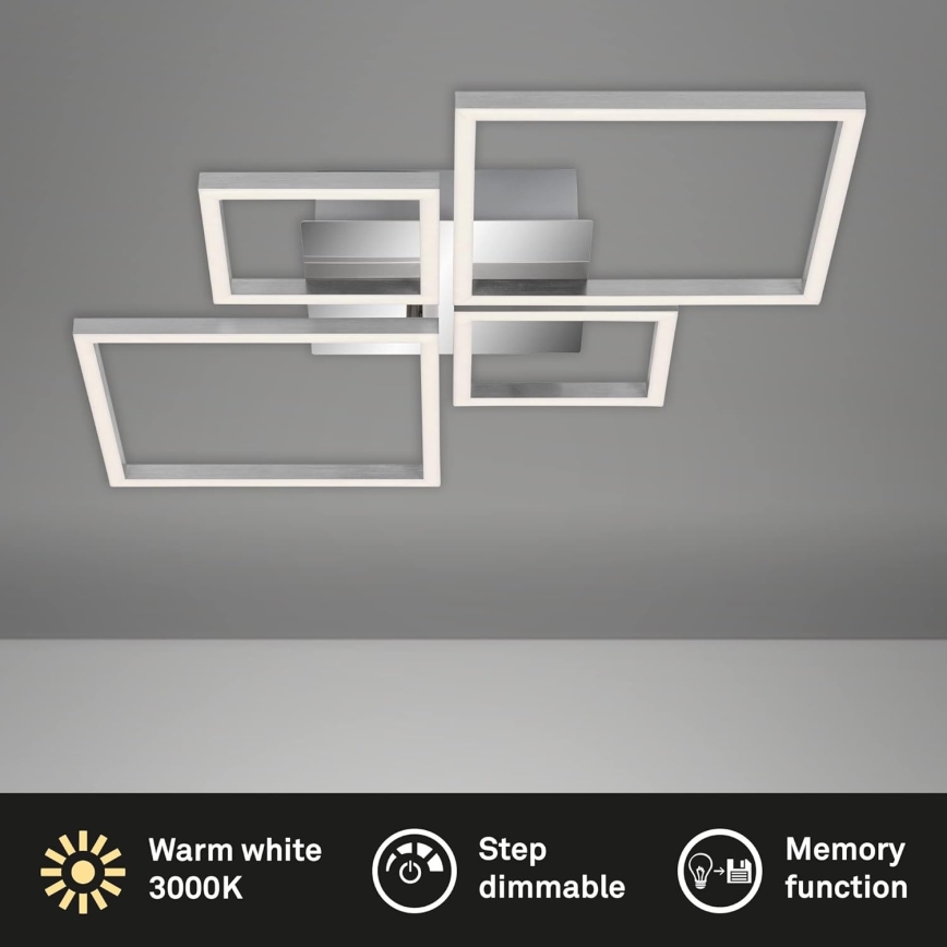 Dimmable LED ceiling light, 42W, 230V, 3000K, matte chrome