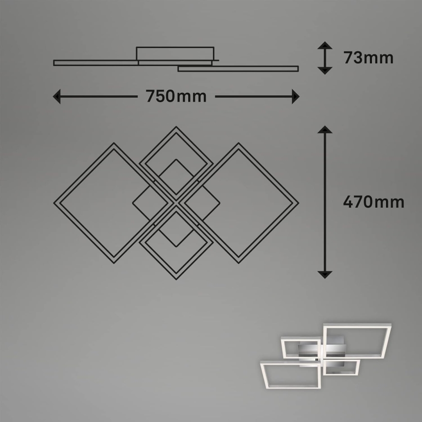 Dimmable LED ceiling light, 42W, 230V, 3000K, matte chrome