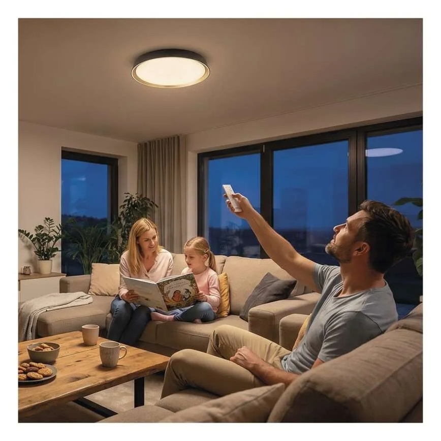 Dimmable LED ceiling light ILVI LED/30W/230V 2700-6500K Ø 40 cm black/brass + remote control