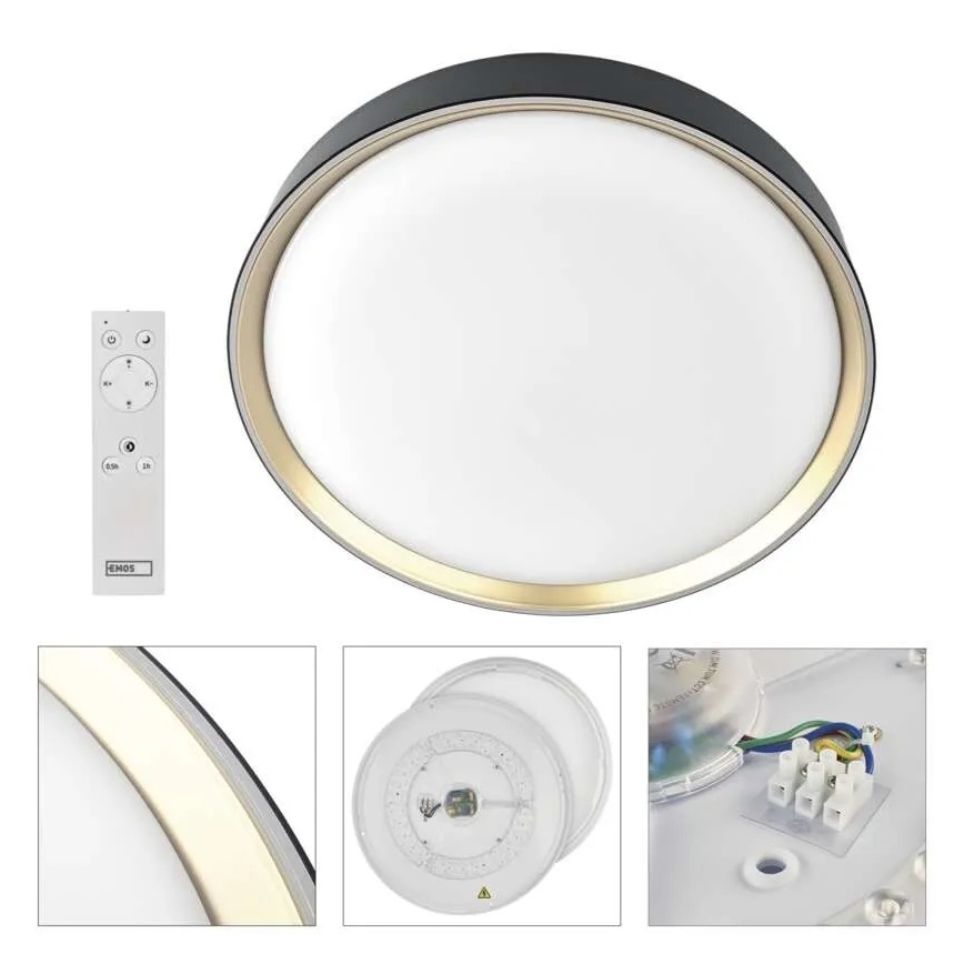 Dimmable LED ceiling light ILVI LED/30W/230V 2700-6500K Ø 40 cm black/brass + remote control