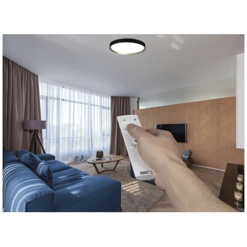 LED Dimmable Ceiling Light ILVI LED/45W/230V 2700-6500K Ø 50 cm Black/Brass + Remote Control