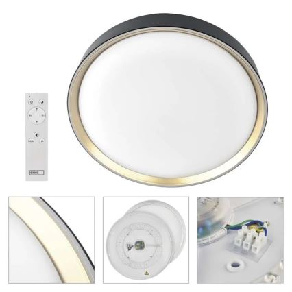 LED Dimmable Ceiling Light ILVI LED/45W/230V 2700-6500K Ø 50 cm Black/Brass + Remote Control