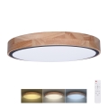 Dimmable LED ceiling light IRON OAK LED/48W/230V 3000-6500K oak Ø 40 cm + remote control