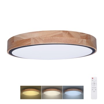Dimmable LED ceiling light IRON OAK LED/48W/230V 3000-6500K oak Ø 40 cm + remote control