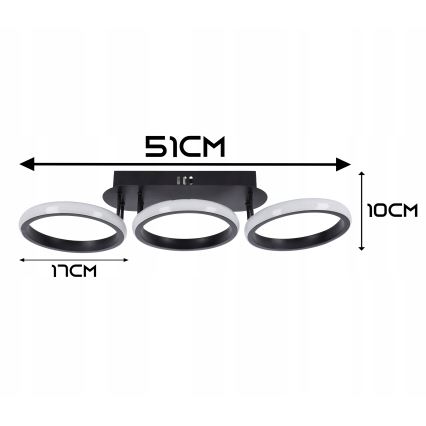 Dimmable LED ceiling light LED/30W/230V 3000-6500K black Tuya Wi-Fi + remote control