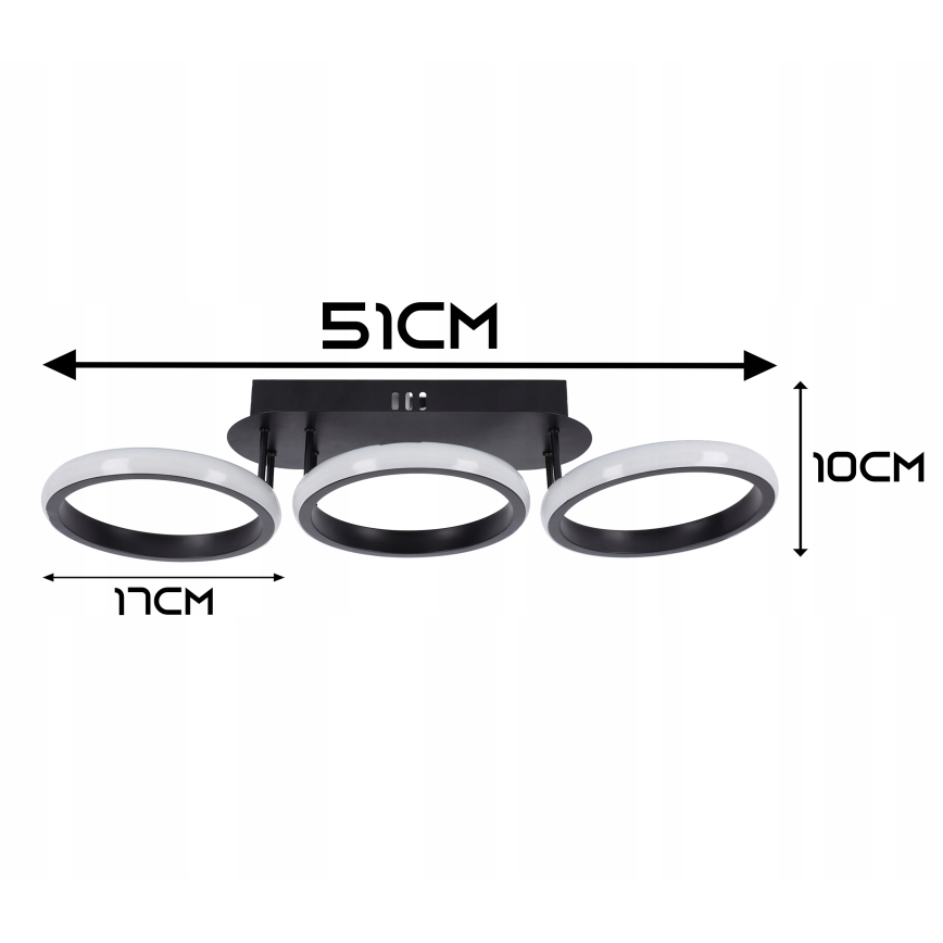 Dimmable LED ceiling light LED/30W/230V 3000-6500K black Tuya Wi-Fi + remote control