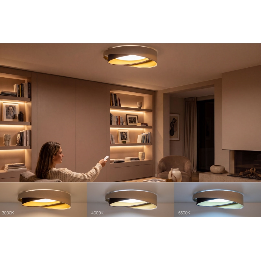 LED Dimmable Ceiling Light SMART GALAXY MODERN LED/24W/230V 3000–6500K Ø 55 cm beige/brown/gold + remote control