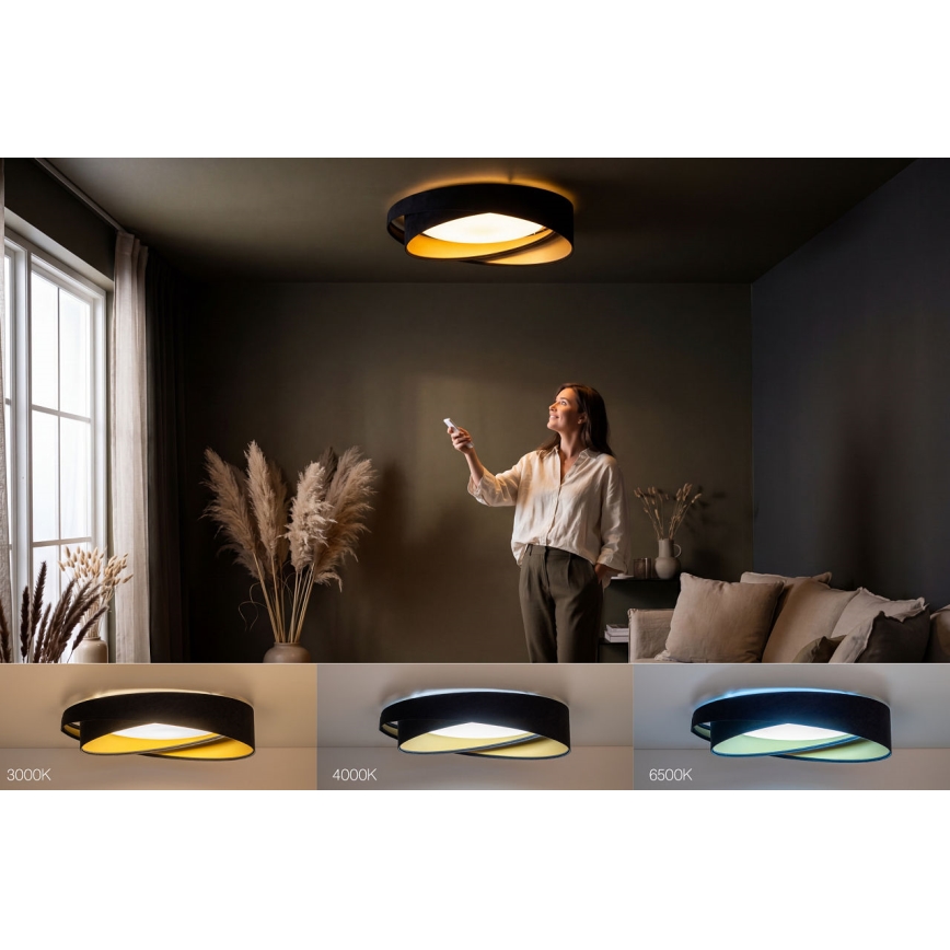 Dimmable ceiling LED light SMART GALAXY MODERN LED/24W/230V 3000–6500K Ø 55 cm Black/Gold + Remote Control