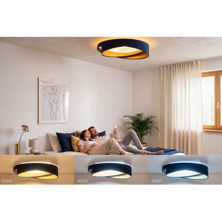 Dimmable SMART GALAXY MODERN LED ceiling light/fixture LED/24W/230V 3000-6500K Ø 55 cm blue/gold + remote control