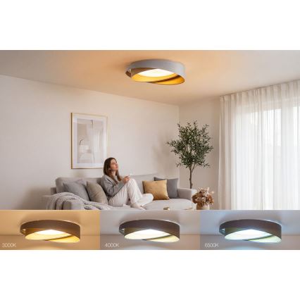 Dimmable LED Ceiling Light SMART GALAXY MODERN LED/24W/230V 3000–6500K Ø55 cm Grey/Gold + Remote Control