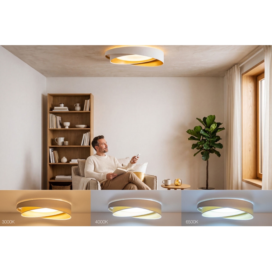 Dimmable LED Ceiling Light SMART GALAXY MODERN LED/24W/230V 3000-6500K Ø 55 cm white/gold + remote control