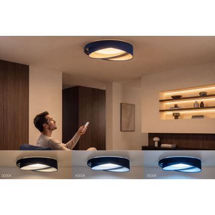 Dimmable LED Ceiling Light SMART GALAXY MODERN LED/24W/230V 3000–6500K Ø 55 cm Blue/Silver + Remote Control