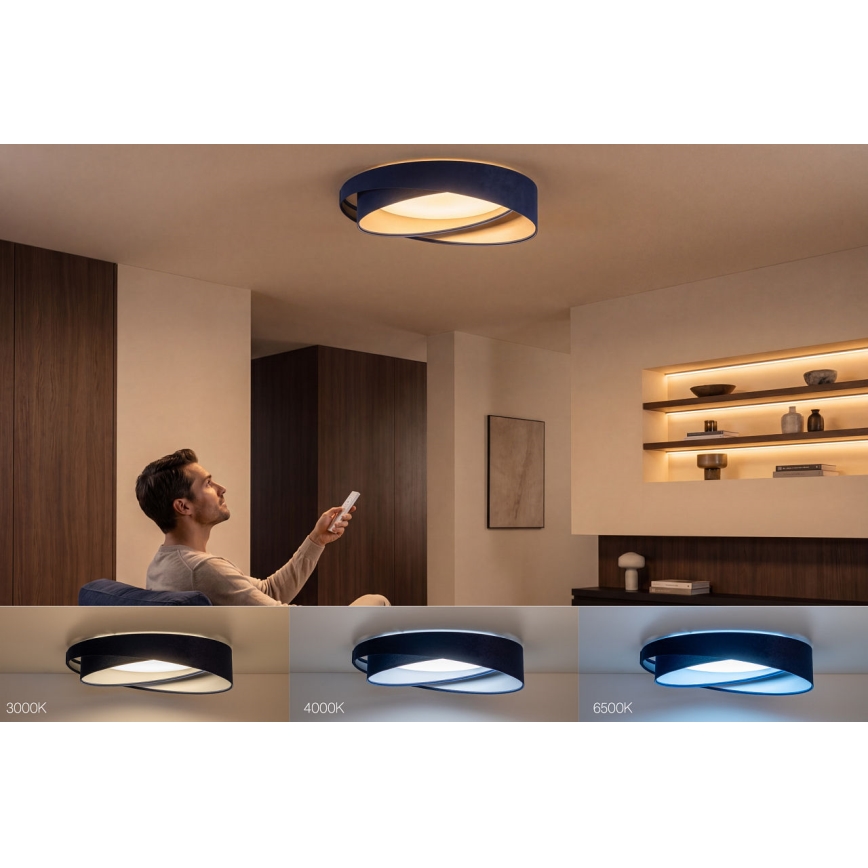 Dimmable LED Ceiling Light SMART GALAXY MODERN LED/24W/230V 3000–6500K Ø 55 cm Blue/Silver + Remote Control