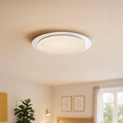 SONIC LED dimmable ceiling light 35W, 230V, 3000–6000K, Ø 45 cm, white – with remote control