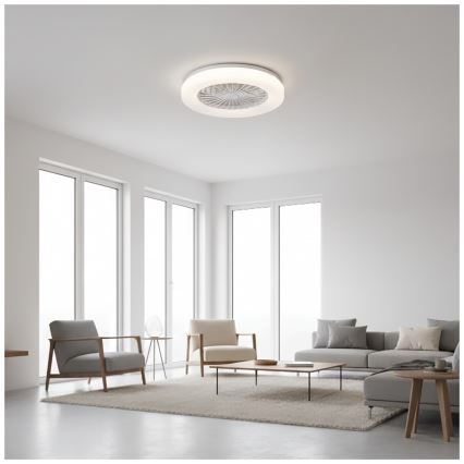 LED Dimmable ceiling light with fan VENTELUX LED/24W/230V 3000/4000/6500K Ø 45 cm white + remote control