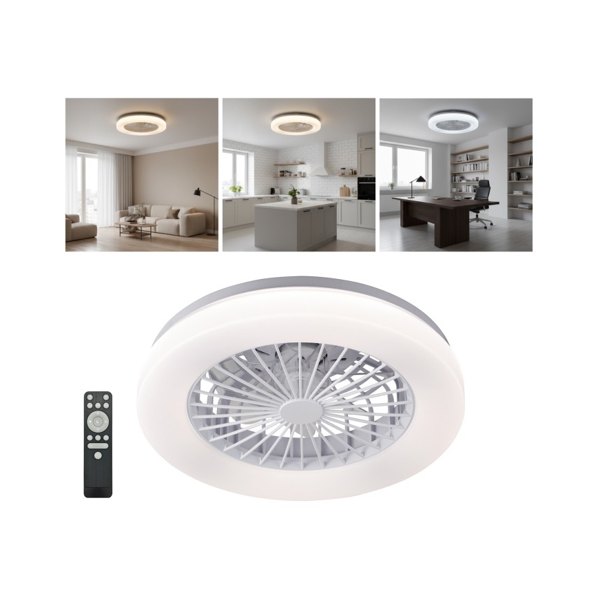 LED Dimmable ceiling light with fan VENTELUX LED/24W/230V 3000/4000/6500K Ø 45 cm white + remote control