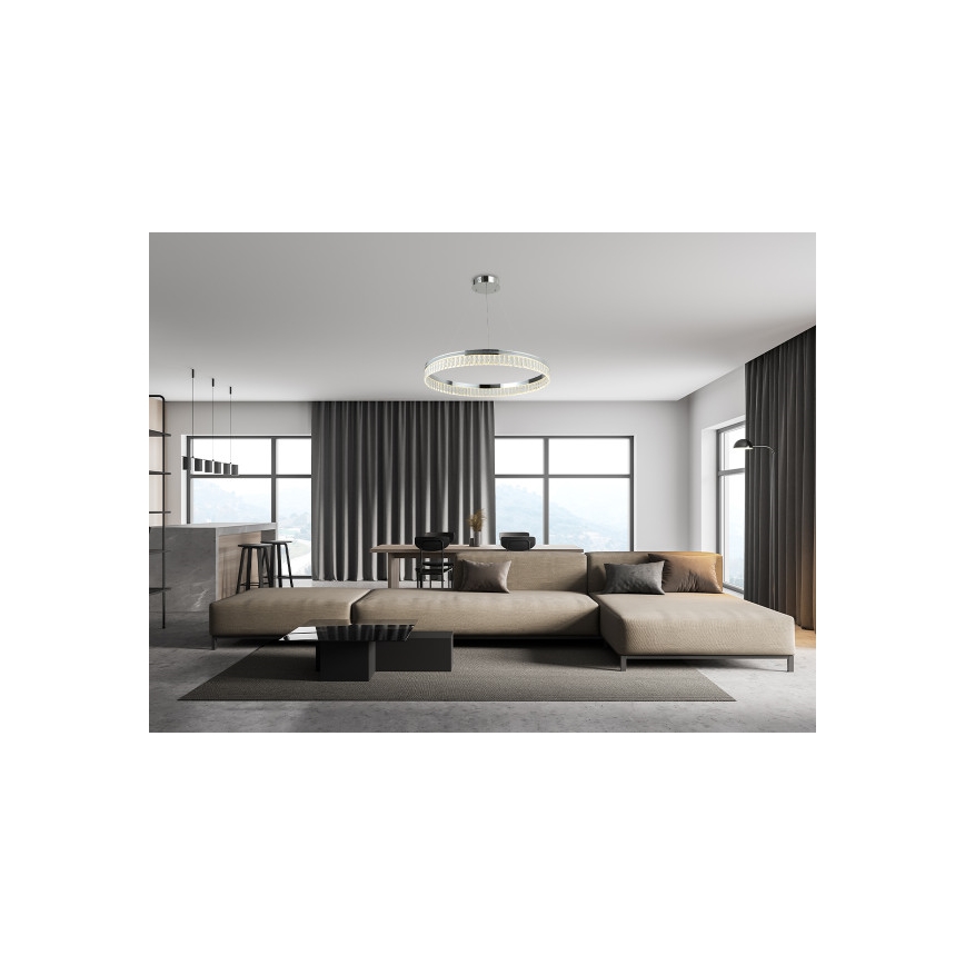 Dimmable LED Crystal Chandelier Suspended on Cable THALIA LED/55W/230V 3000–6000K Ø 80 cm + Remote Control