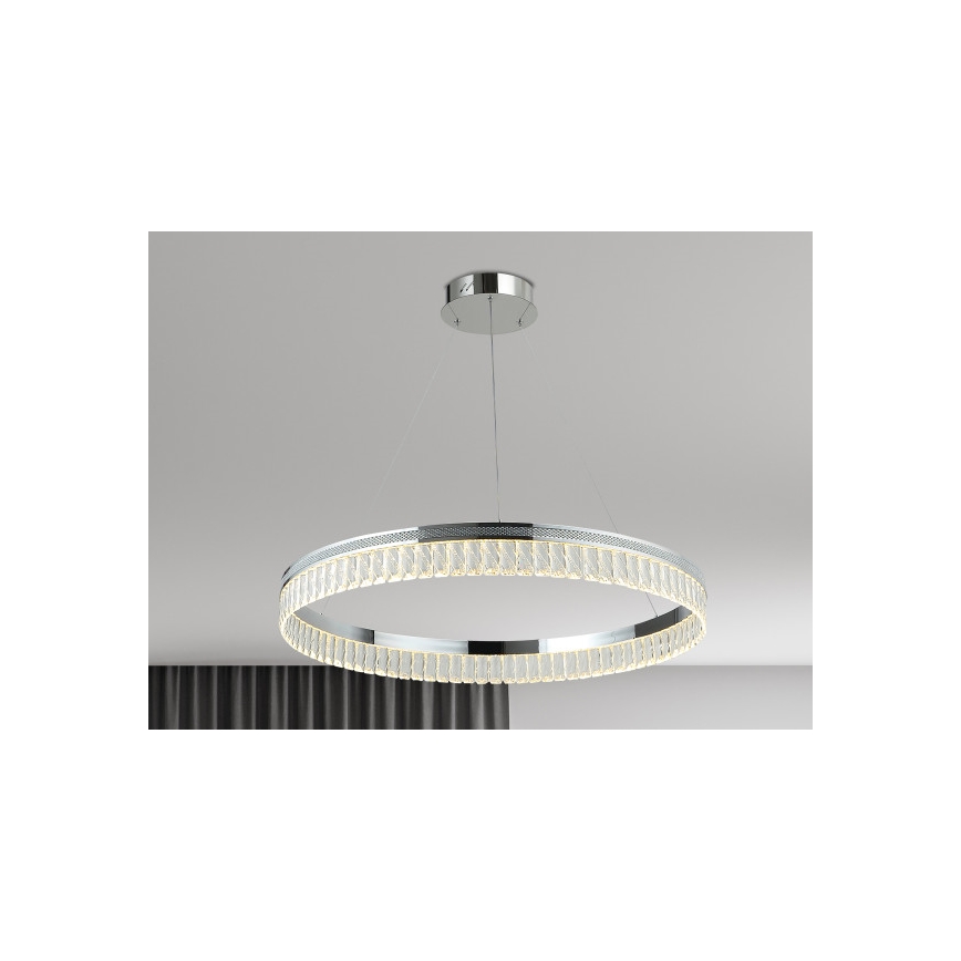 Dimmable LED Crystal Chandelier Suspended on Cable THALIA LED/55W/230V 3000–6000K Ø 80 cm + Remote Control