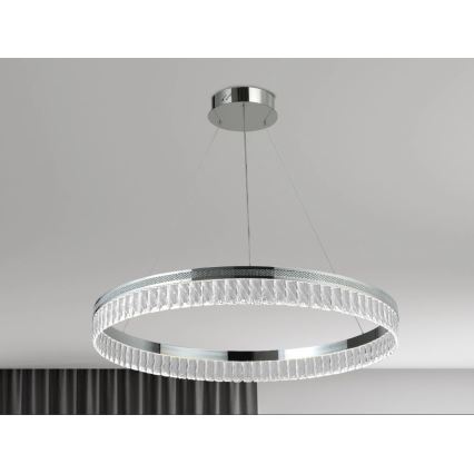 Dimmable LED Crystal Chandelier Suspended on Cable THALIA LED/55W/230V 3000–6000K Ø 80 cm + Remote Control