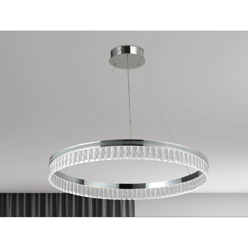 Dimmable LED Crystal Chandelier Suspended on Cable THALIA LED/55W/230V 3000–6000K Ø 80 cm + Remote Control