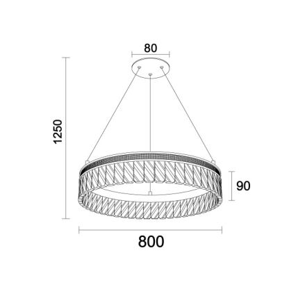 Dimmable LED Crystal Chandelier Suspended on Cable THALIA LED/55W/230V 3000–6000K Ø 80 cm + Remote Control