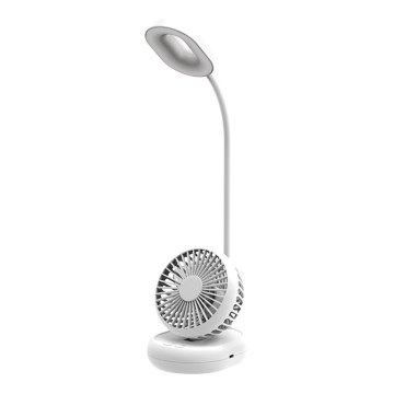 Dimmable LED Desk Lamp with Fan LED/2W/5V 6000-8000K 2000 mAh