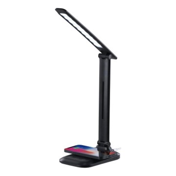 Dimmable LED desk lamp with Qi wireless charging and USB LUMI LED/7W/230V, black