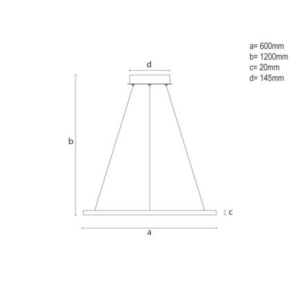 Dimmable LED cable pendant, 32W/230V, 3000-6500K, Ø 60 cm + remote control