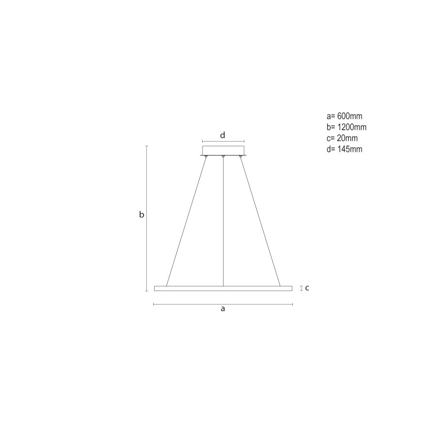 Dimmable LED cable pendant, 32W/230V, 3000-6500K, Ø 60 cm + remote control