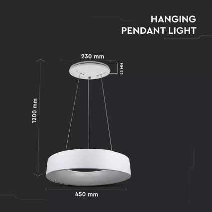 Dimmable LED pendant light suspended on cable LED/20W/230V