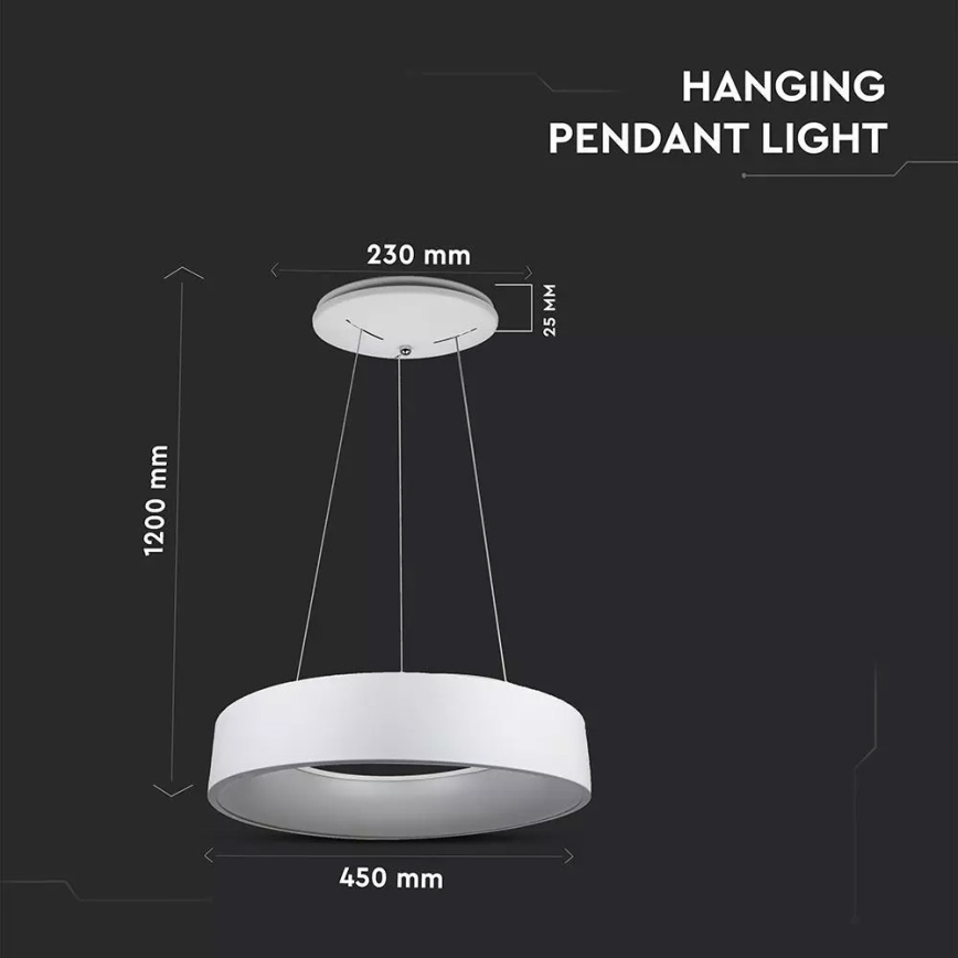 Dimmable LED pendant light suspended on cable LED/20W/230V
