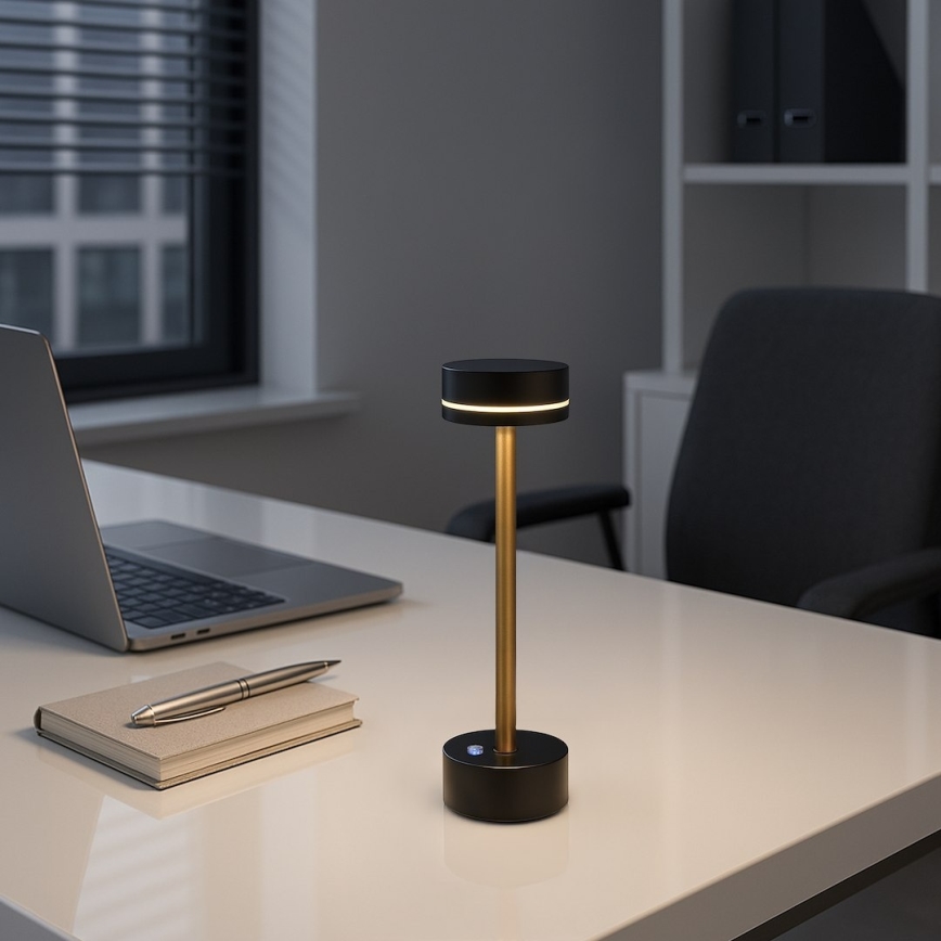 Dimmable LED Rechargeable Desk Lamp SAM LED/5W/5V Black/Gold