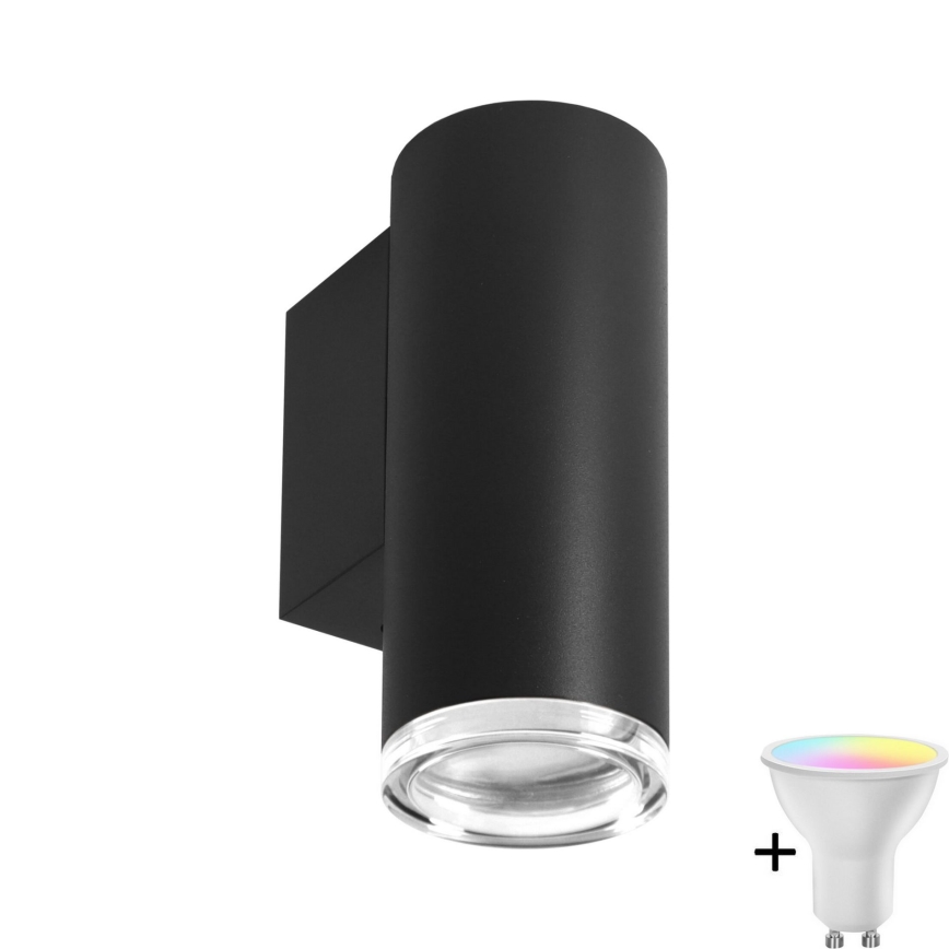 Dimmable LED RGBW Bathroom Wall Light TURYN 1xGU10/6.5W/230V 2700-6500K Wi-Fi IP44 Black