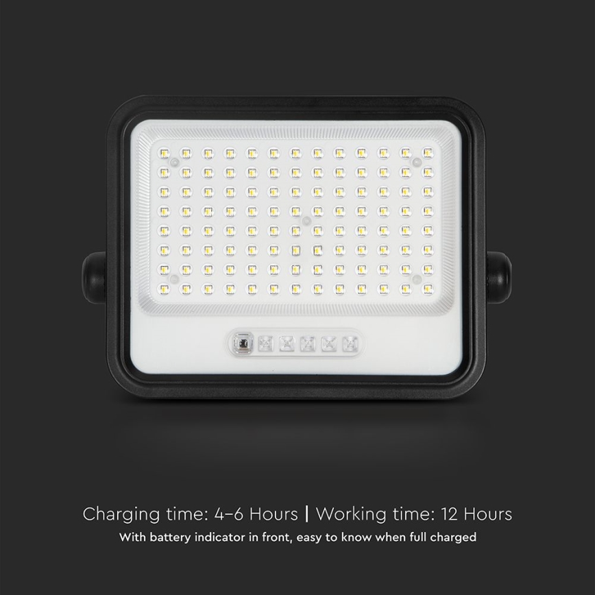 Dimmable LED Solar Floodlight LED/200W/3,2V 2000-8000K IP65 10000 mAh Black + Remote Control