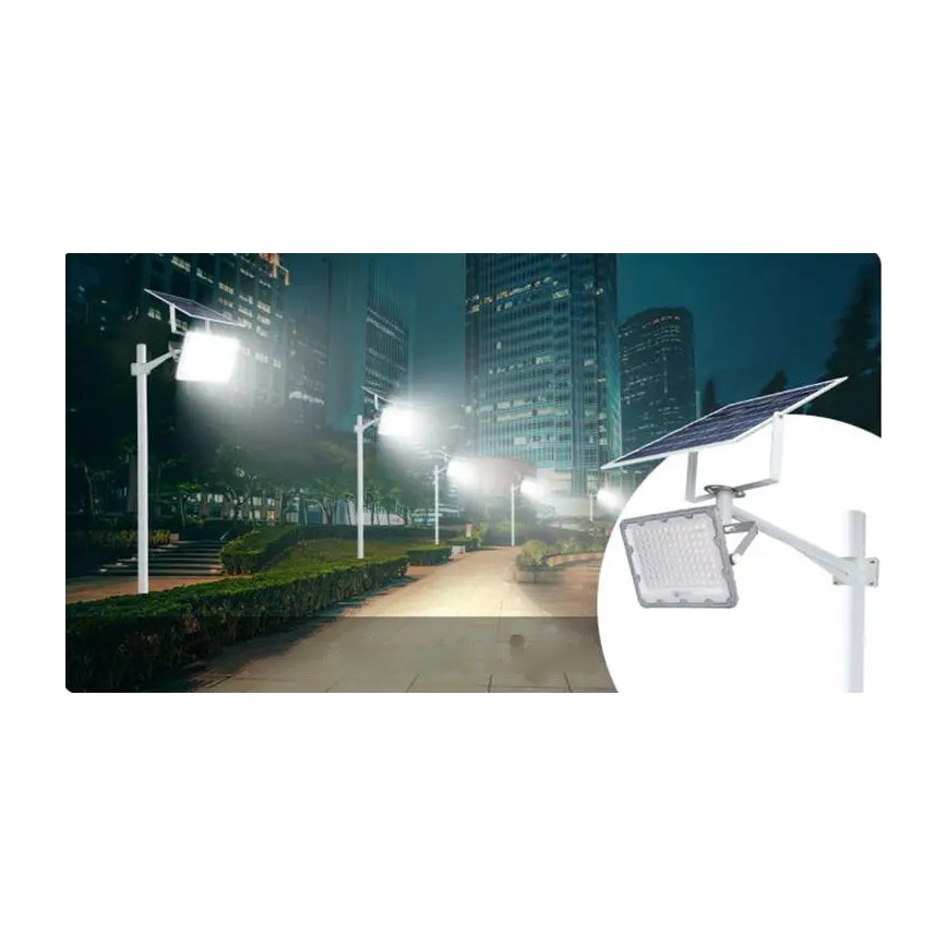 LED Dimmable Solar Floodlight LED/50W/3.2V 5000K 6000 mAh IP65 Black + Remote Control