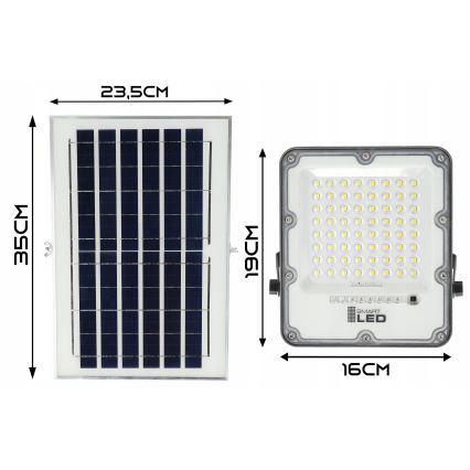 LED Dimmable Solar Floodlight LED/50W/3.2V 5000K 6000 mAh IP65 Black + Remote Control