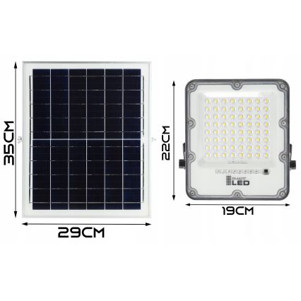 Dimmable LED Solar Floodlight LED/100W/3.2V 5000K 10500 mAh IP65 Black with Remote Control