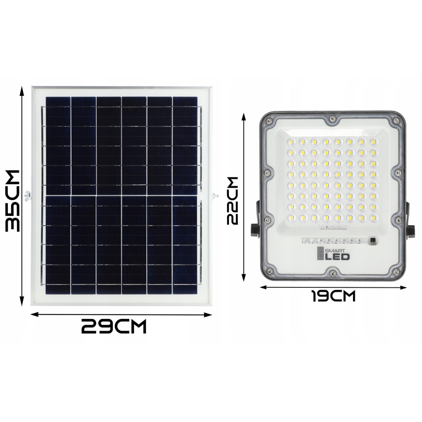Dimmable LED Solar Floodlight LED/100W/3.2V 5000K 10500 mAh IP65 Black with Remote Control