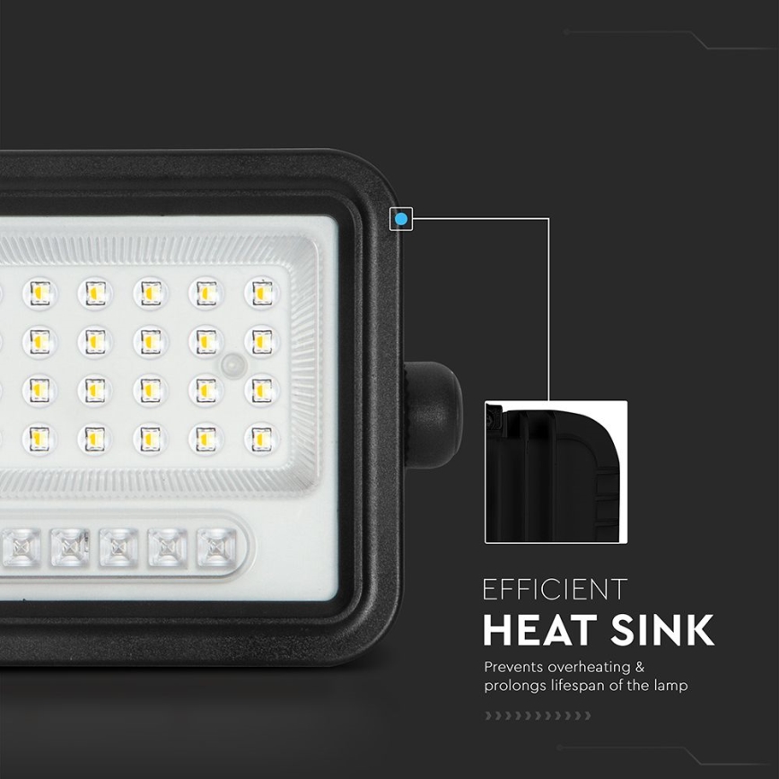 Dimmable Solar LED Floodlight, 50W, 3.2V, 2000-8000K, IP65, 3800 mAh, black + remote control